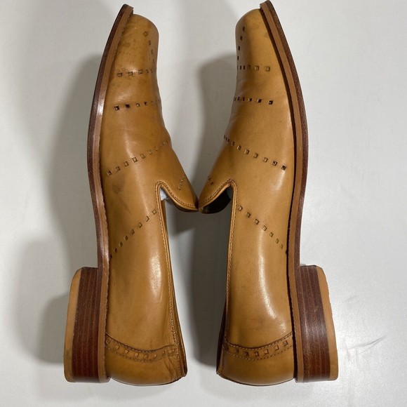 GIORGIO BRUTINI Mens 10 Loafers Private Collection Tan Leather Square Toe - Picture 6 of 12